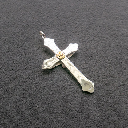 Silver Cross Eagle Hawk Pendant, Native American Indian Style, Tribal Jewelry, Religious Gift