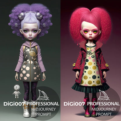 Full Body 3D Punk Realistic Doll Figures Midjourney Prompt