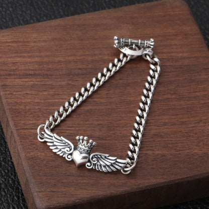 Crown Heart Angel Wing Bracelet