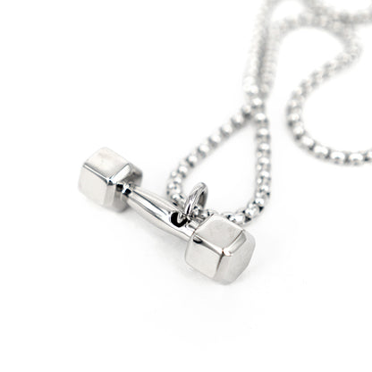 Fitness GYM Classic Dumbbell Stainless Steel Necklace