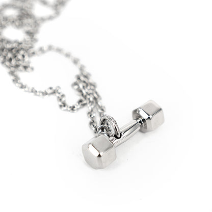 Fitness GYM Classic Dumbbell Stainless Steel Necklace
