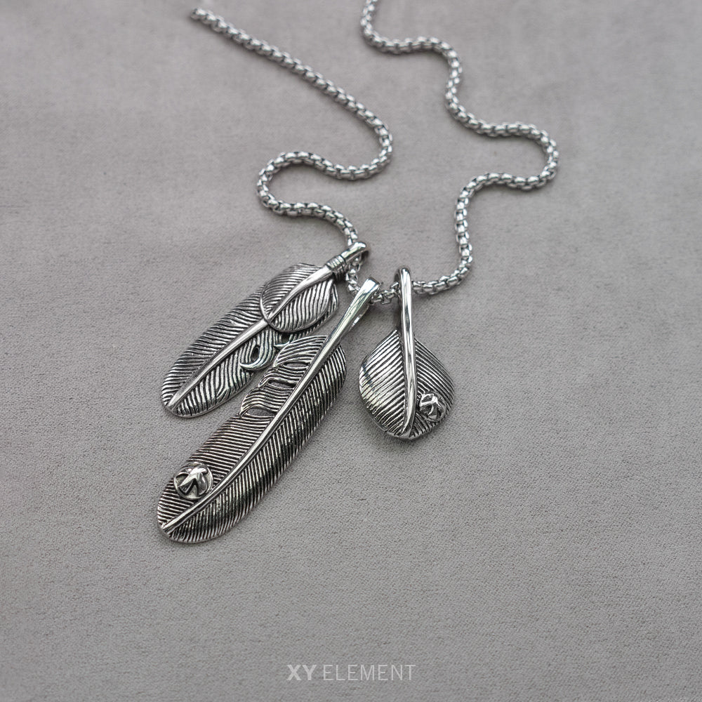 Stainless Steel Classic Feather Pendant Necklace