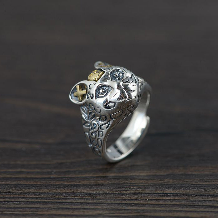 Silver Cat Gothic Ring