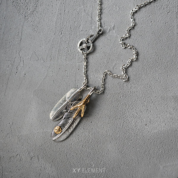 Goro's Style Eagle Claw Feather Titanium Steel Pendant Necklace