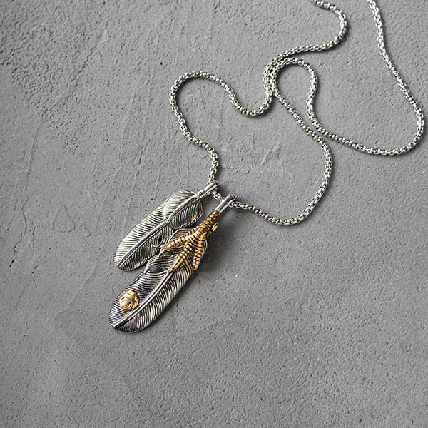 Goro's Style Eagle Claw Feather Titanium Steel Pendant Necklace