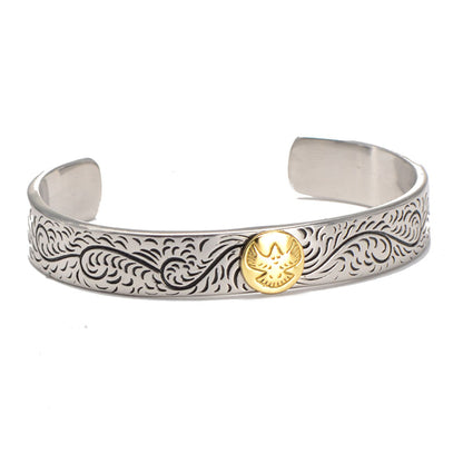 Japanese Style Floral Engraved, Golden Angel's Feathers Bangles