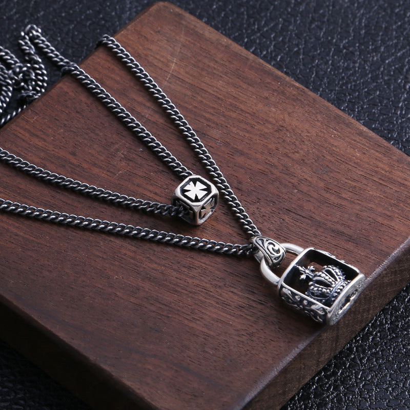 Gothic Cross Crown Layered Necklace
