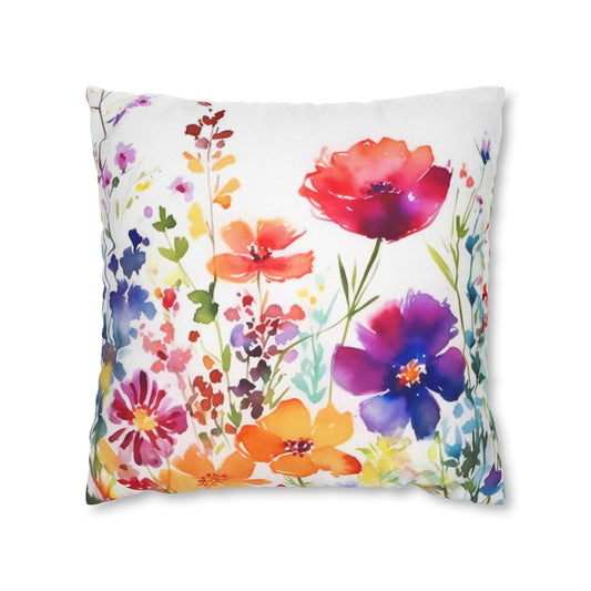 Watercolor Wildflowers Throw Pillow cover (1)