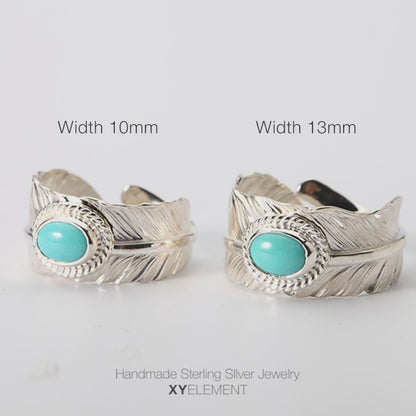 Silver Feather Turquoise Ring