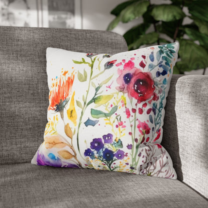 Watercolor Wildflowers Throw Pillow cover (6)