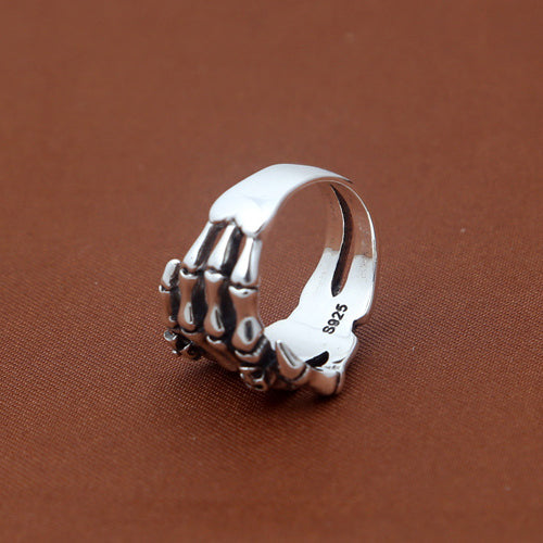 Skeleton Hand Solid Silver Ring
