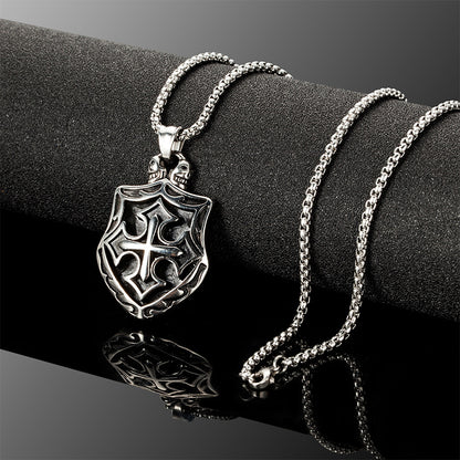 Cross Shield High Quality Titanium Steel Pendant Necklace