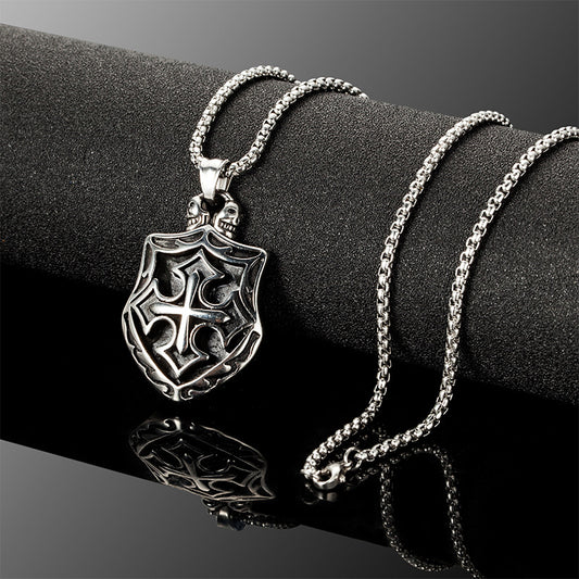 Cross Shield High Quality Stainless Steel Pendant Necklace