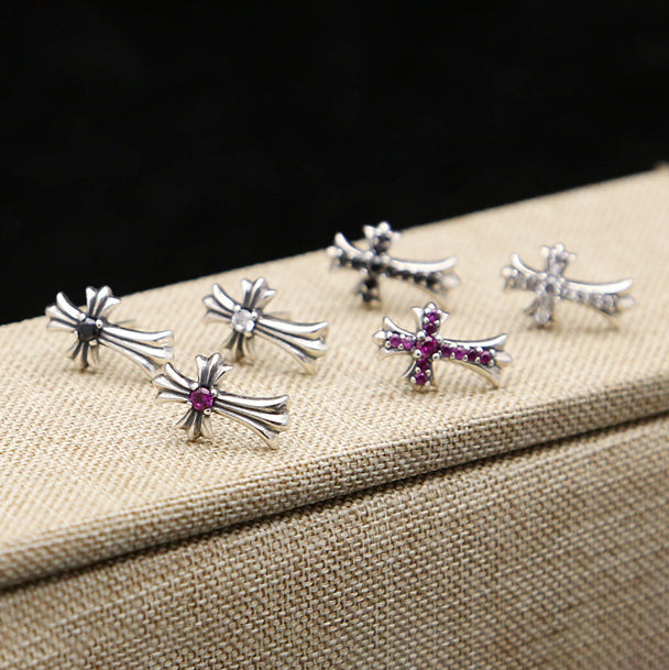 Mini Cross with CZ Stud Earrings