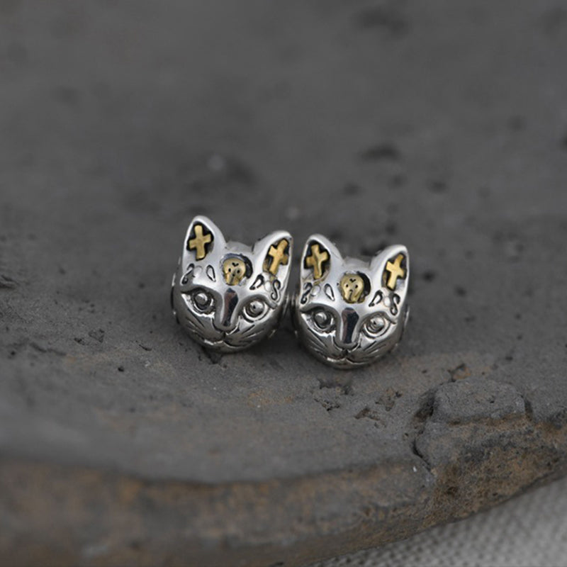 Gothic Cat Stud Earrings