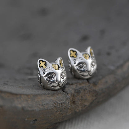 Gothic Cat Stud Earrings