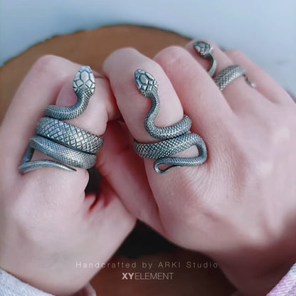 Snake Wrap Silver Ring for Men