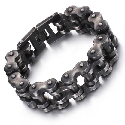 Bike Chain Bracelet Oxidized Dark Titanium Steel Bracelet