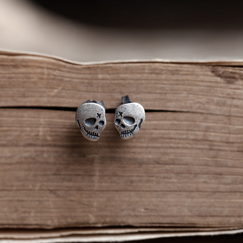 Minimalist Mini Stitch Skull Earring Gothic Punk Rocker Jewelry