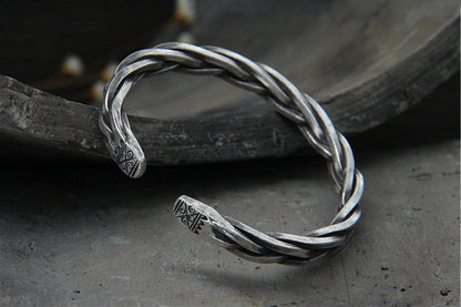 Solid Silver Braided Cuff Bracelet