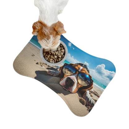 Sunbathing on Beach Dog Bowl Mat