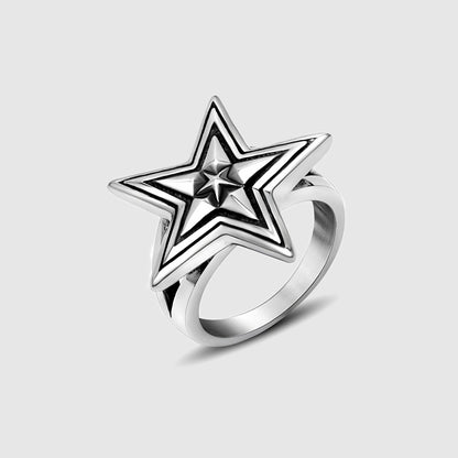Star in Star Stainless Steel Ring