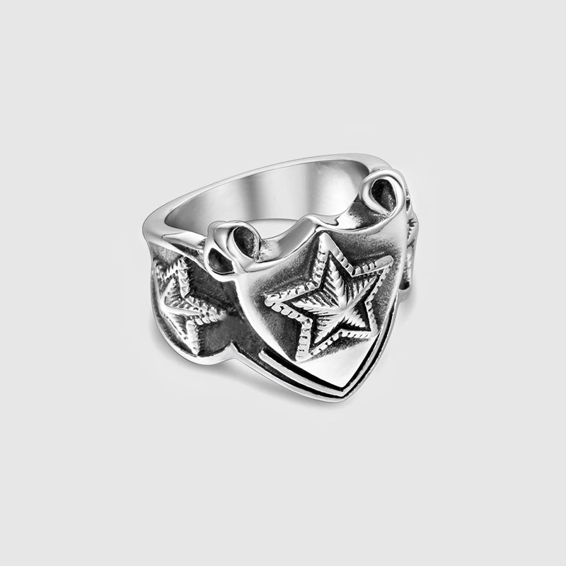 Stainless Steel Depp Star Shield Ring