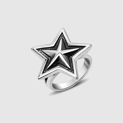 Stainless Steel Big Interlocking Star Ring