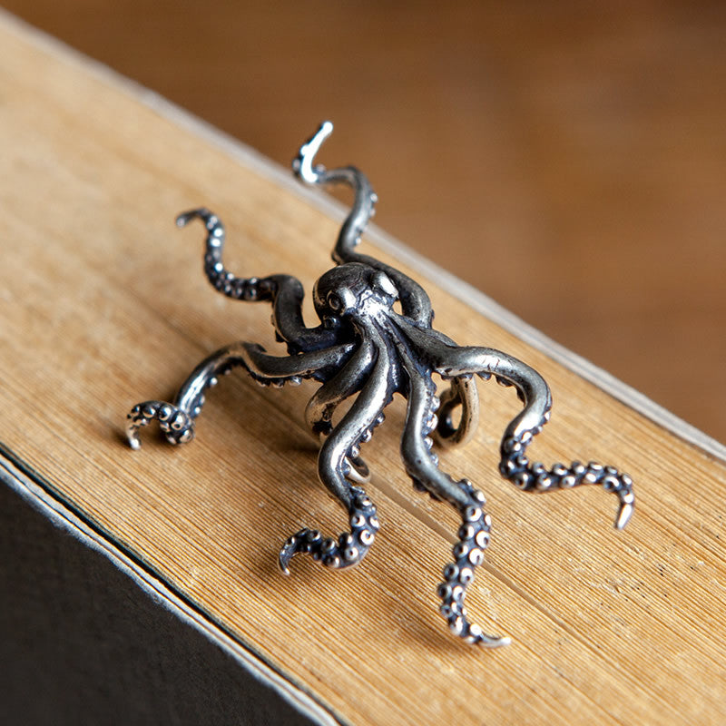 Kraken Octopus Ear Cuff Solid 925 Sterling Silver Unisex Earring Ear Wrap