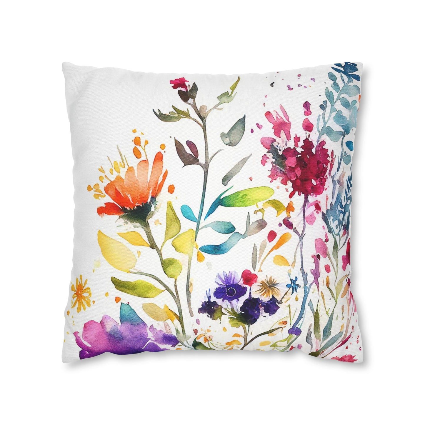 Watercolor Wildflowers Throw Pillow cover (2)