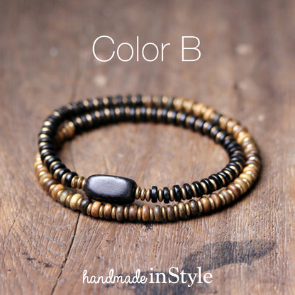 Ebony Beads X Brass Beads Wrap Bracelet