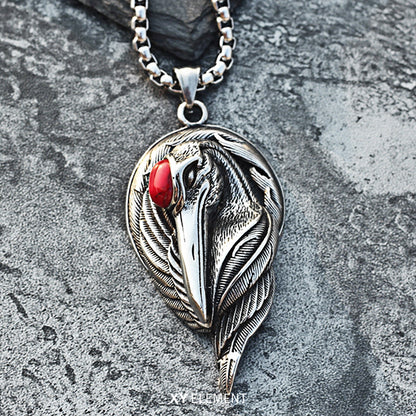 Red-crowned Crane Stainless Steel Pendant Necklace