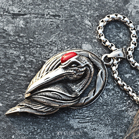 Red-crowned Crane Stainless Steel Pendant Necklace