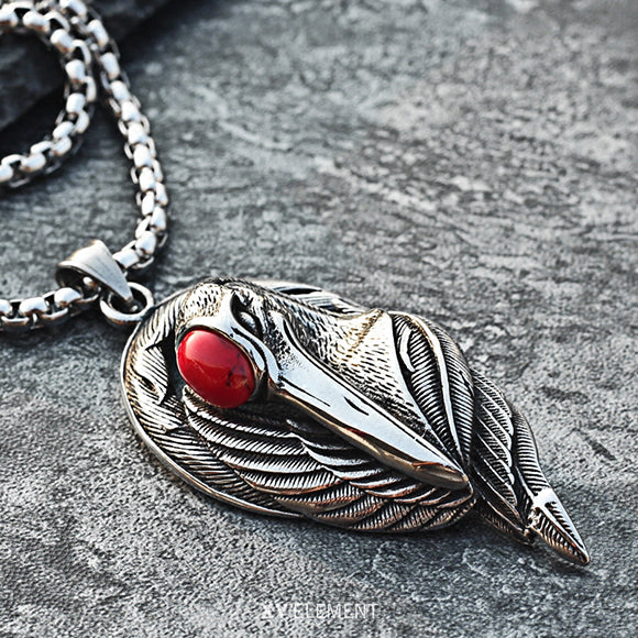 Red-crowned Crane Titanium Steel Pendant Necklace