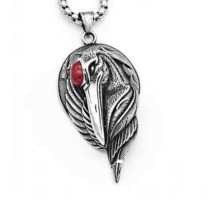 Red-crowned Crane Titanium Steel Pendant Necklace