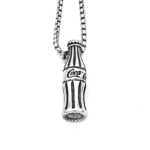 Retro Cola Bottle Stainless Steel Pendant Necklace