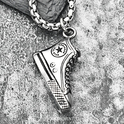 Converse All Star High Top Sneaker Titanium Steel Pendant Necklace