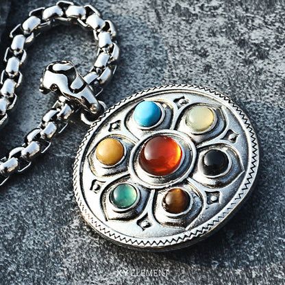 Tibet Lotus Amulet Titanium Steel Pendant Necklace