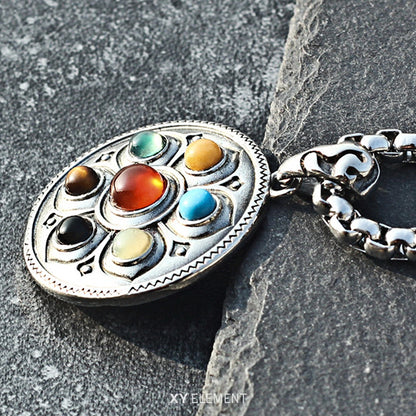 Tibet Lotus Amulet Titanium Steel Pendant Necklace