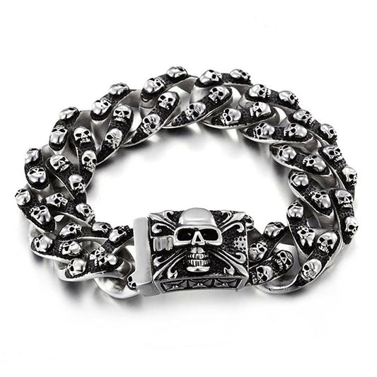 Skull Link Chain Stainless Steel Bracelet