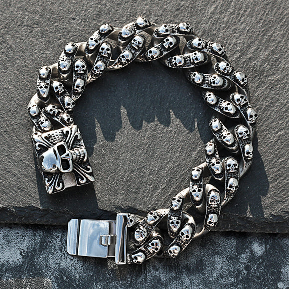 Skull Link Chain Titanium Steel Bracelet