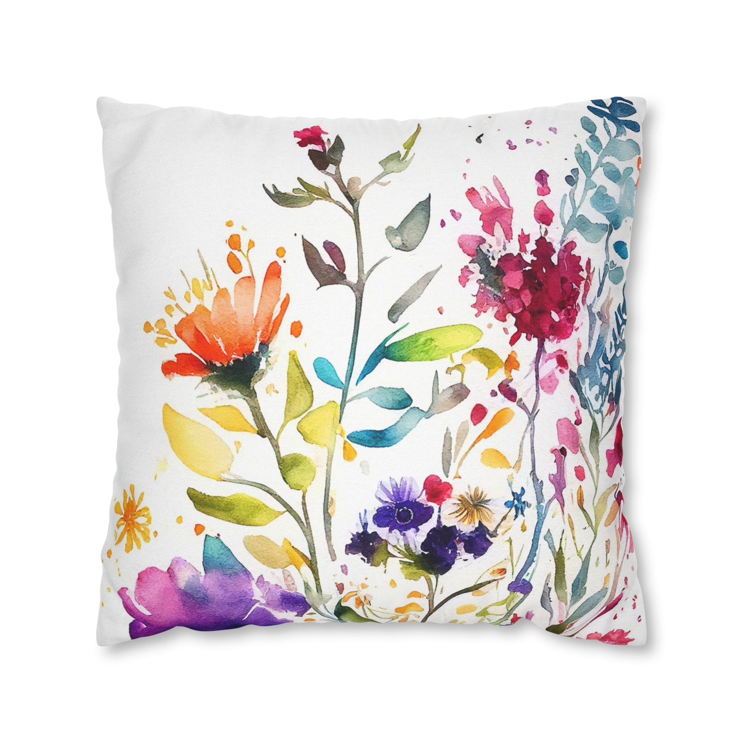 Watercolor Wildflowers Throw Pillow cover (2)