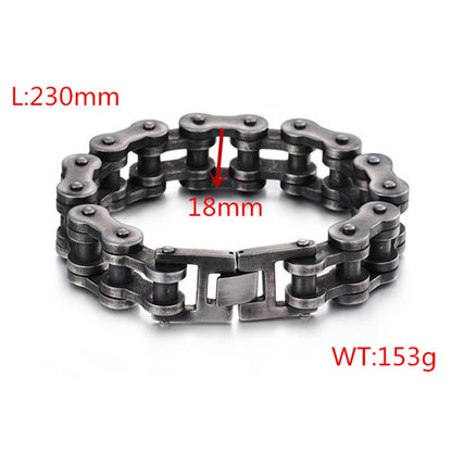 Bike Chain Bracelet Oxidized Dark Titanium Steel Bracelet