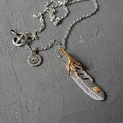 Stainless Steel Eagle Claw Feather Pendants Necklace