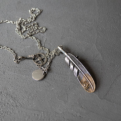 Stainless Steel Eagle Claw Feather Pendants Necklace