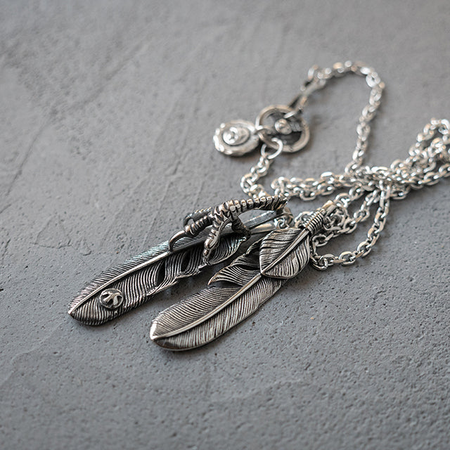Stainless Steel Claw Feather Pendants Necklace Set
