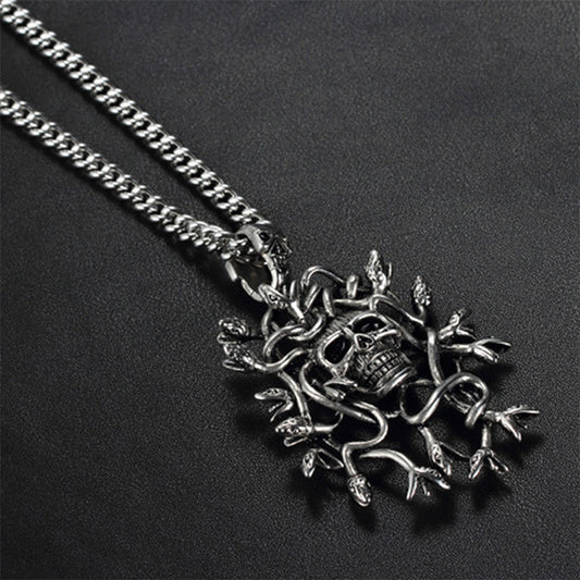 Medusa Skull Stainless Steel Pendant Necklace