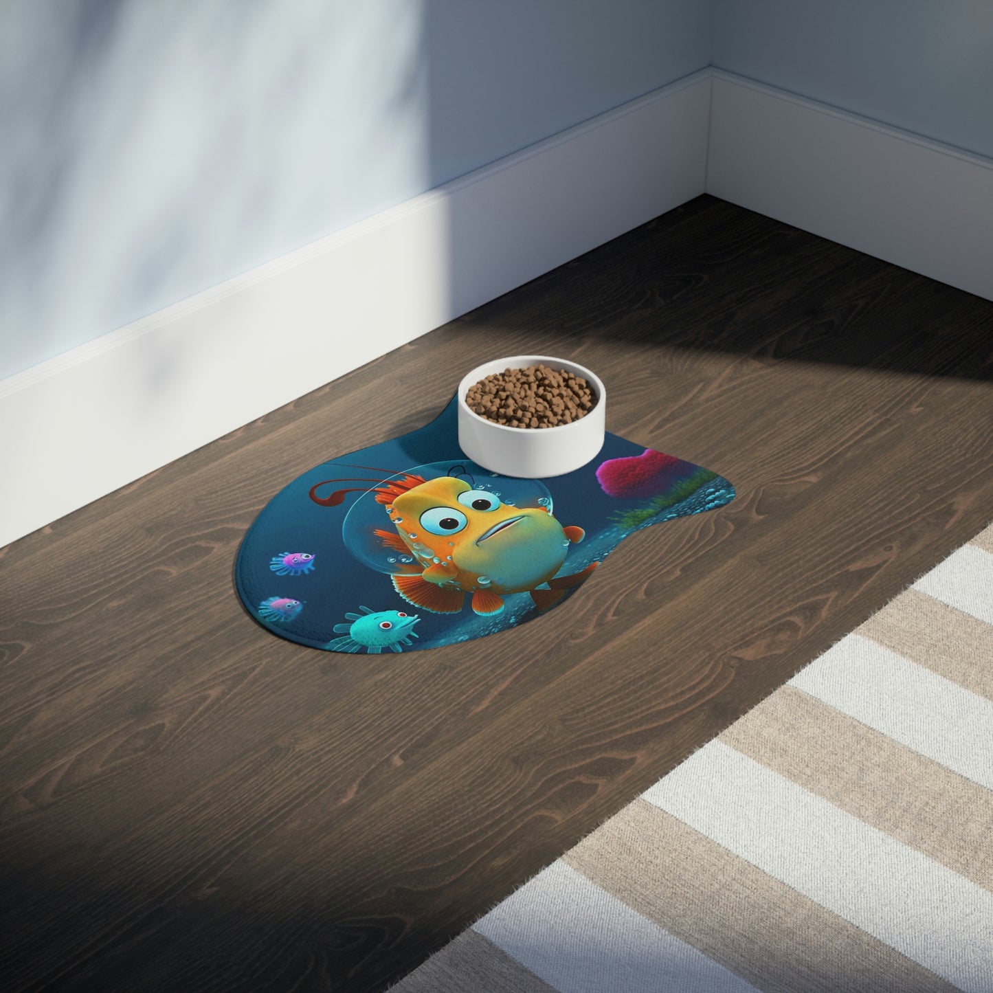 Cartoon 3D Fish Cat Food Mat