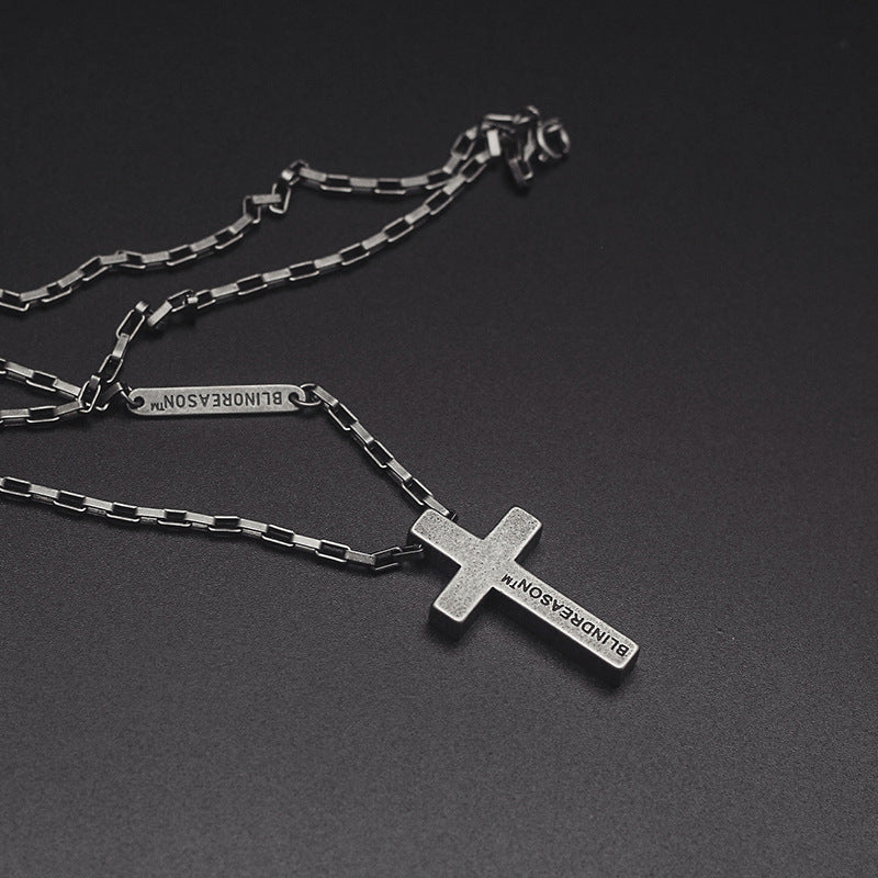 Titanium Steel Cross Pendant Antique Finished Necklace