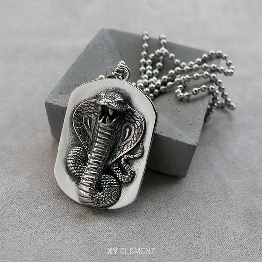 Cobra Dog Tag Ball Chain Necklace